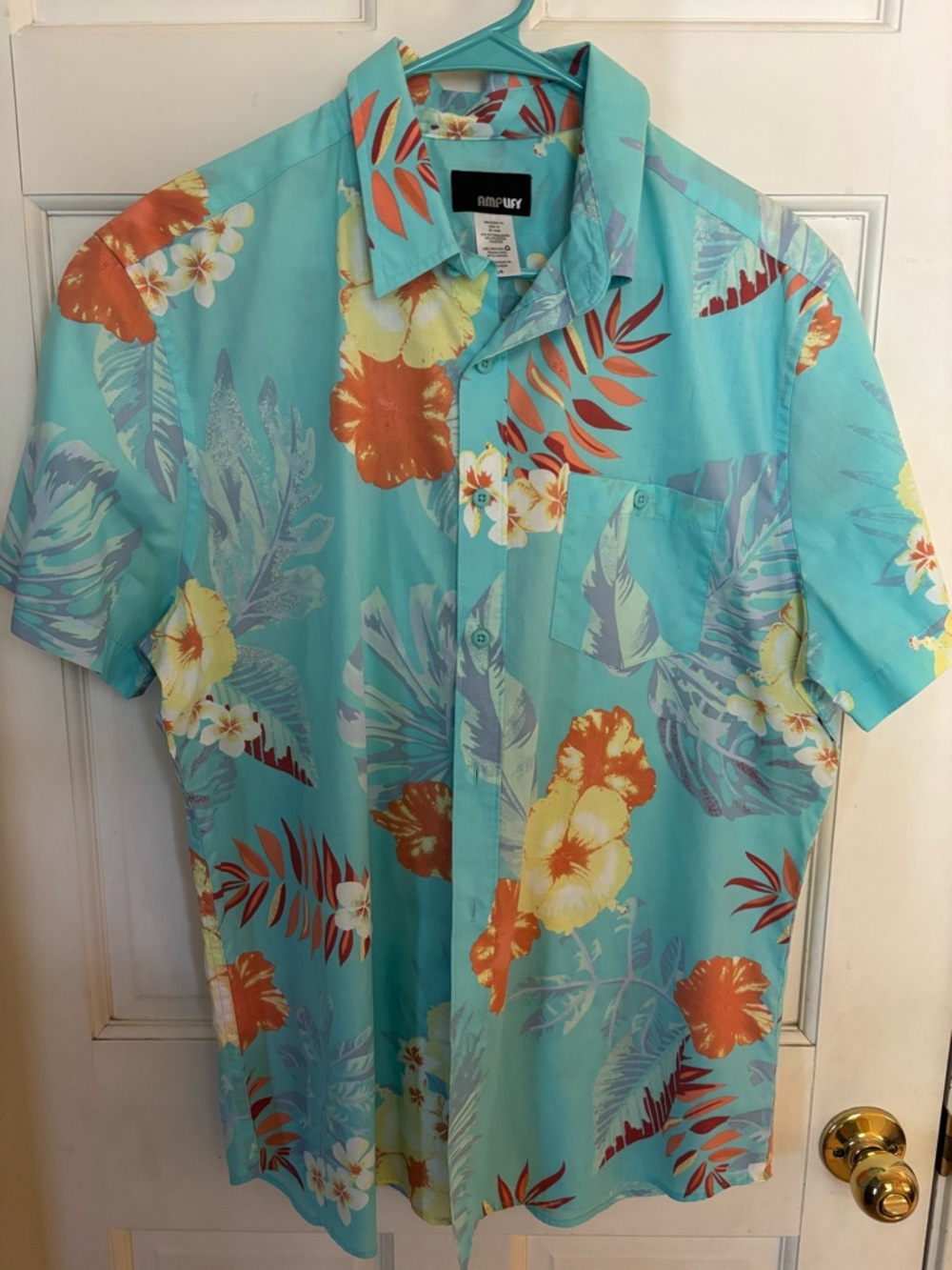 Men's Turquoise Floral Short-Sleeve Button-Down Shirt - AMPLIFY